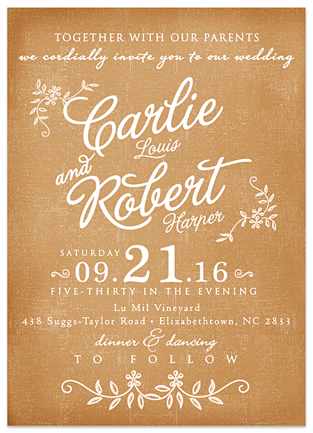 "Country Script" Wedding Invitations